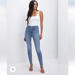 Good American Good Legs Skinny Raw Hem Jeans Blue Size 6/28 Color 655